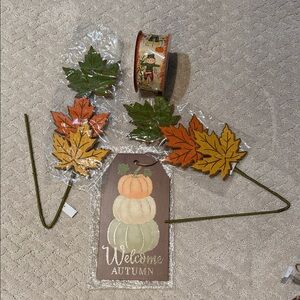 Autumn Leaf Welcome Sign with Ribbon
